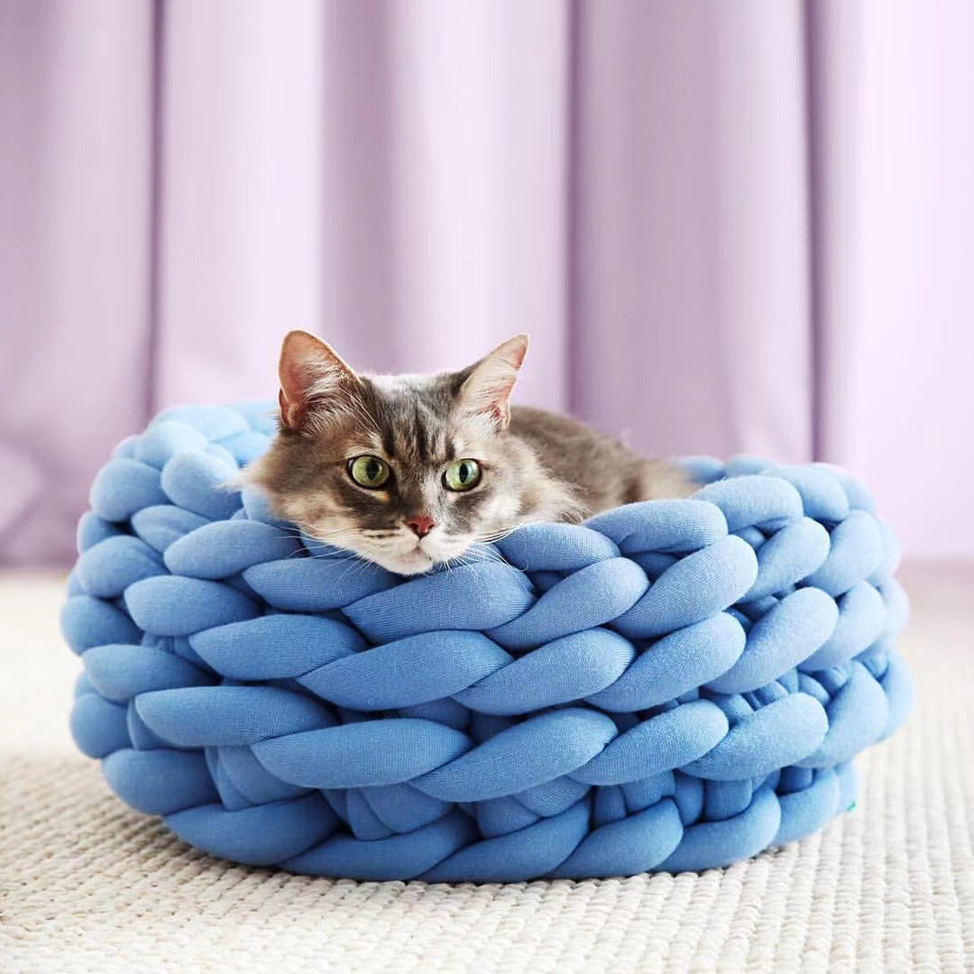 Cat House Cushion Soft Long Plush Warm Pet Mat Cute Kennel Cat Sleeping Basket Bed Round Fluffy Comfortable Touch