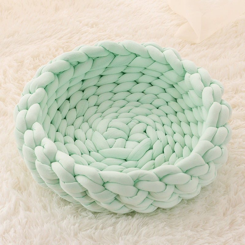 Cat House Cushion Soft Long Plush Warm Pet Mat Cute Kennel Cat Sleeping Basket Bed Round Fluffy Comfortable Touch