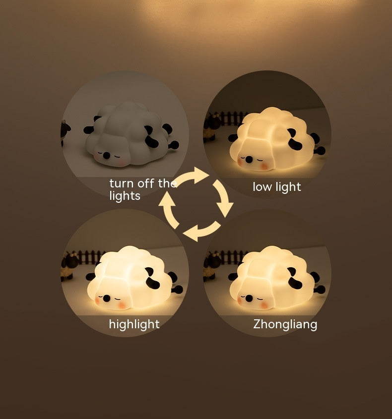 Cute Silicone Night Lights Sheep Bedroom Lamp For Children's Room Rechargeable