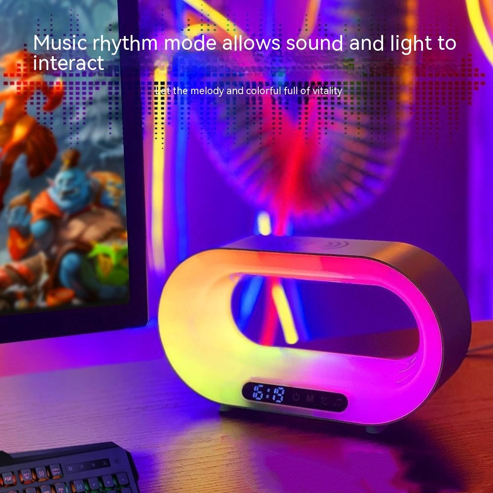3 In 1 LED Night Light APP Control RGB Atmosphere Desk Lamp Smart Multifunctional Wireless Charger Alarm Clock