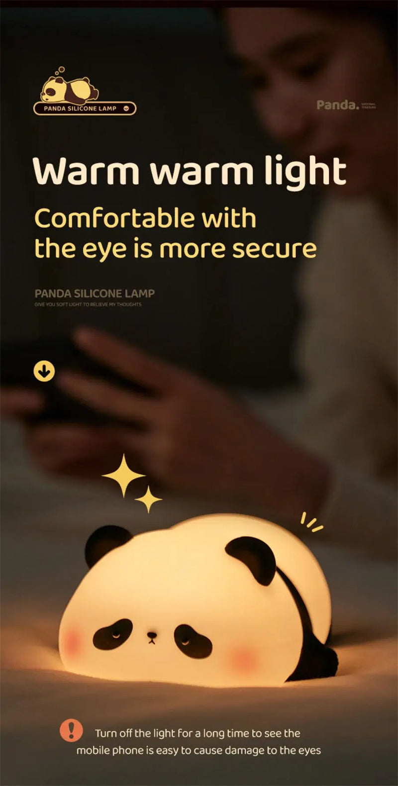 3 Style Panda Night Lights For Kids Cute Animal Silicone Timing Rechargeable Lamp Cartoon Panda Bedroom Decoration