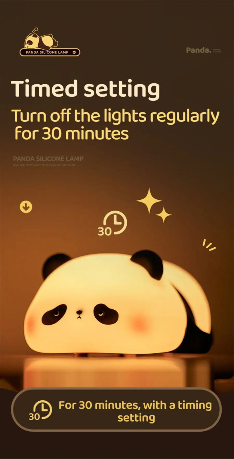 3 Style Panda Night Lights For Kids Cute Animal Silicone Timing Rechargeable Lamp Cartoon Panda Bedroom Decoration