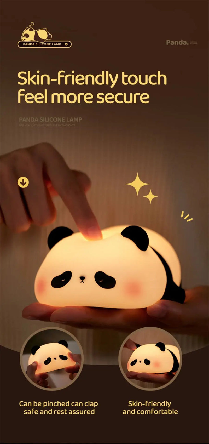 3 Style Panda Night Lights For Kids Cute Animal Silicone Timing Rechargeable Lamp Cartoon Panda Bedroom Decoration