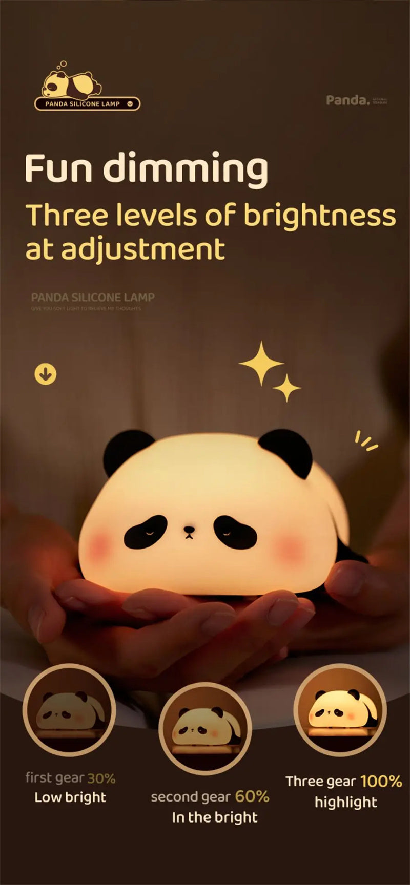 3 Style Panda Night Lights For Kids Cute Animal Silicone Timing Rechargeable Lamp Cartoon Panda Bedroom Decoration