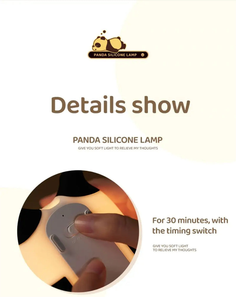 3 Style Panda Night Lights For Kids Cute Animal Silicone Timing Rechargeable Lamp Cartoon Panda Bedroom Decoration
