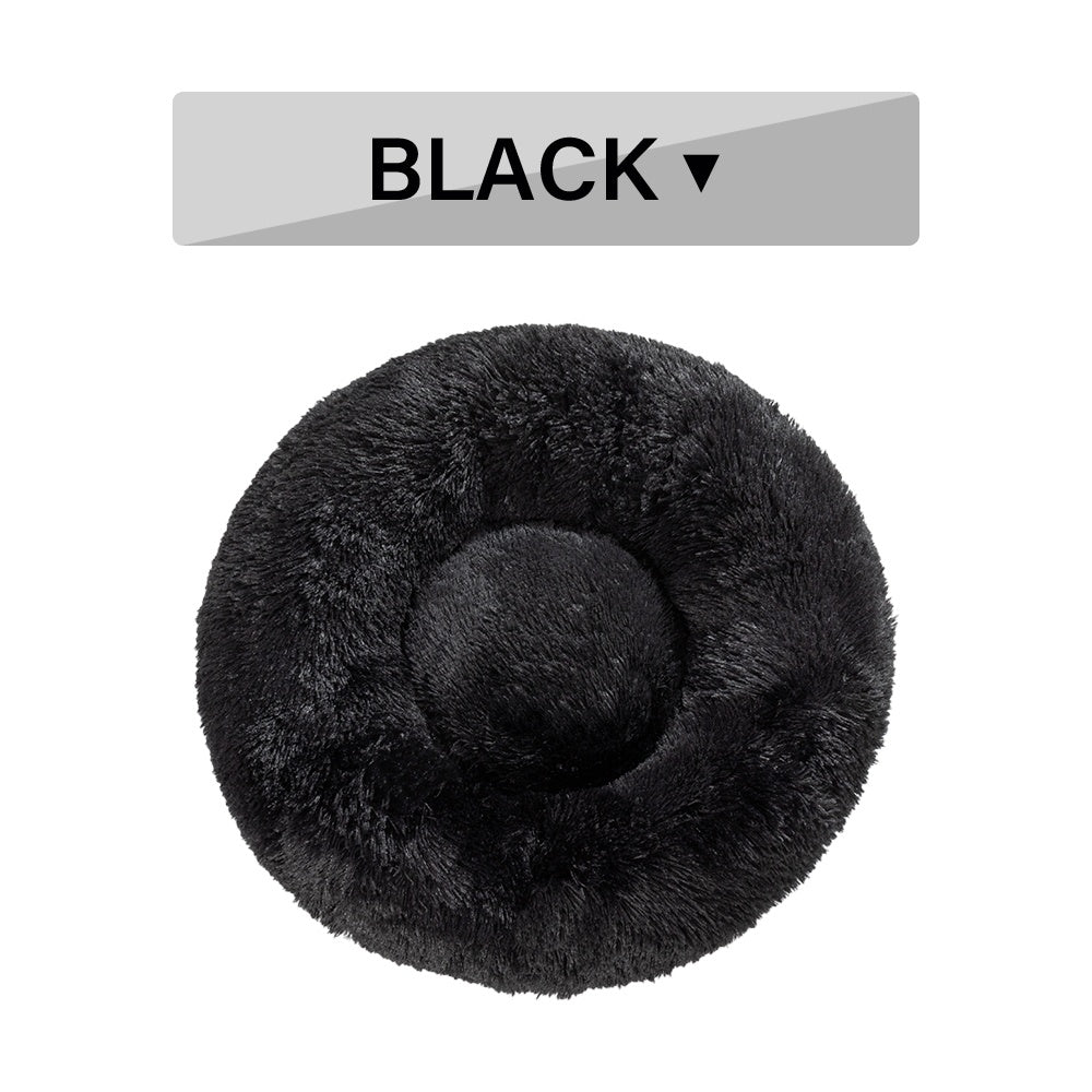Fluffy Donut Dog and Cat Bed Warm Soft Long Plush Pet Cushion Washable Pet Sofa Mat