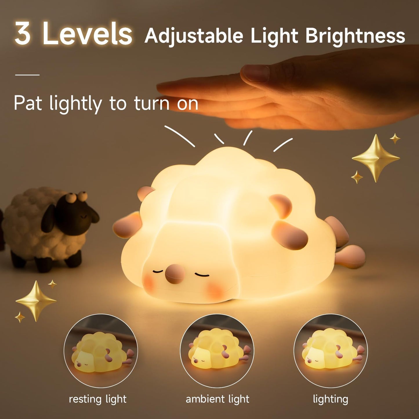 Cute Silicone Night Lights Sheep Bedroom Lamp For Children's Room Rechargeable