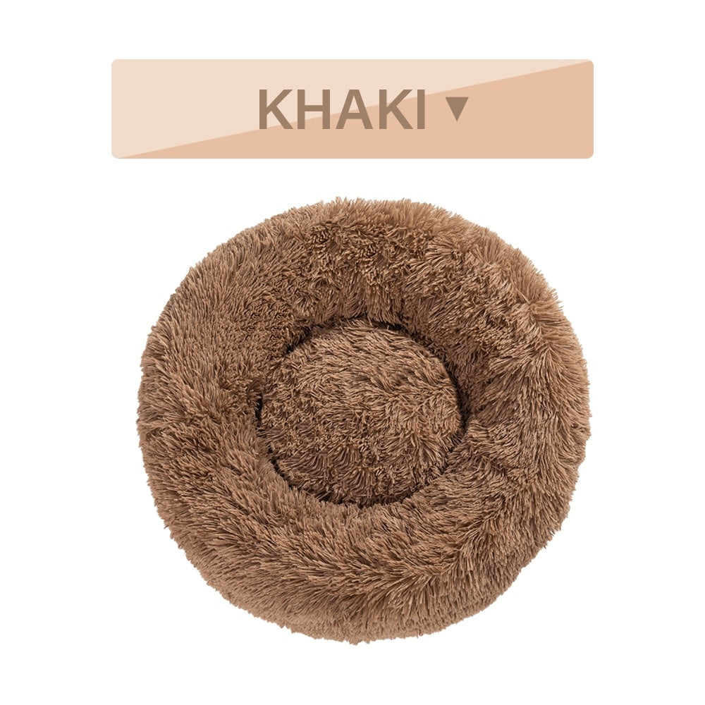 Fluffy Donut Dog and Cat Bed Warm Soft Long Plush Pet Cushion Washable Pet Sofa Mat