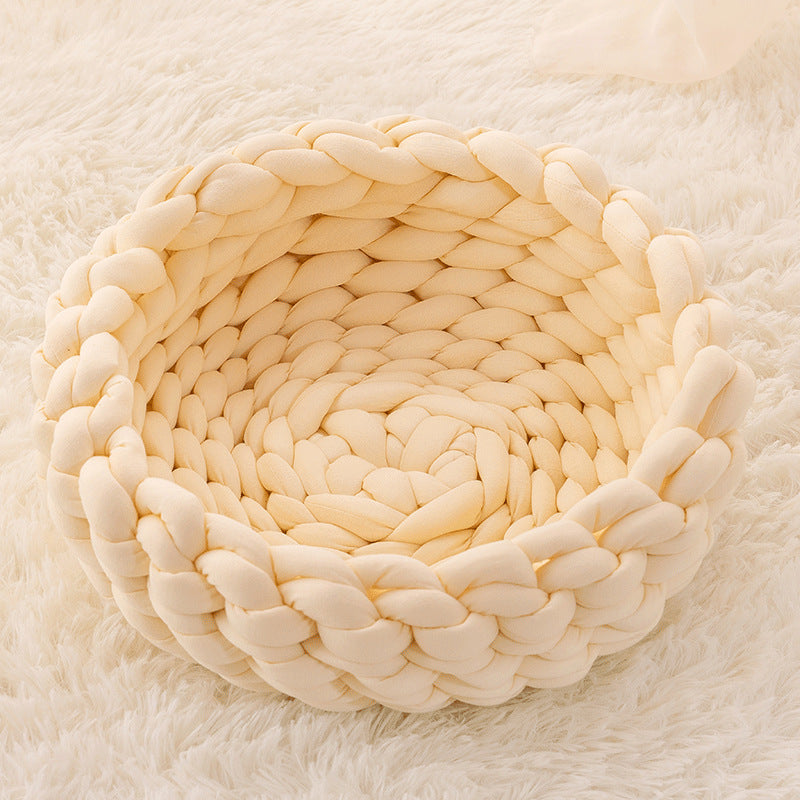 Cat House Cushion Soft Long Plush Warm Pet Mat Cute Kennel Cat Sleeping Basket Bed Round Fluffy Comfortable Touch