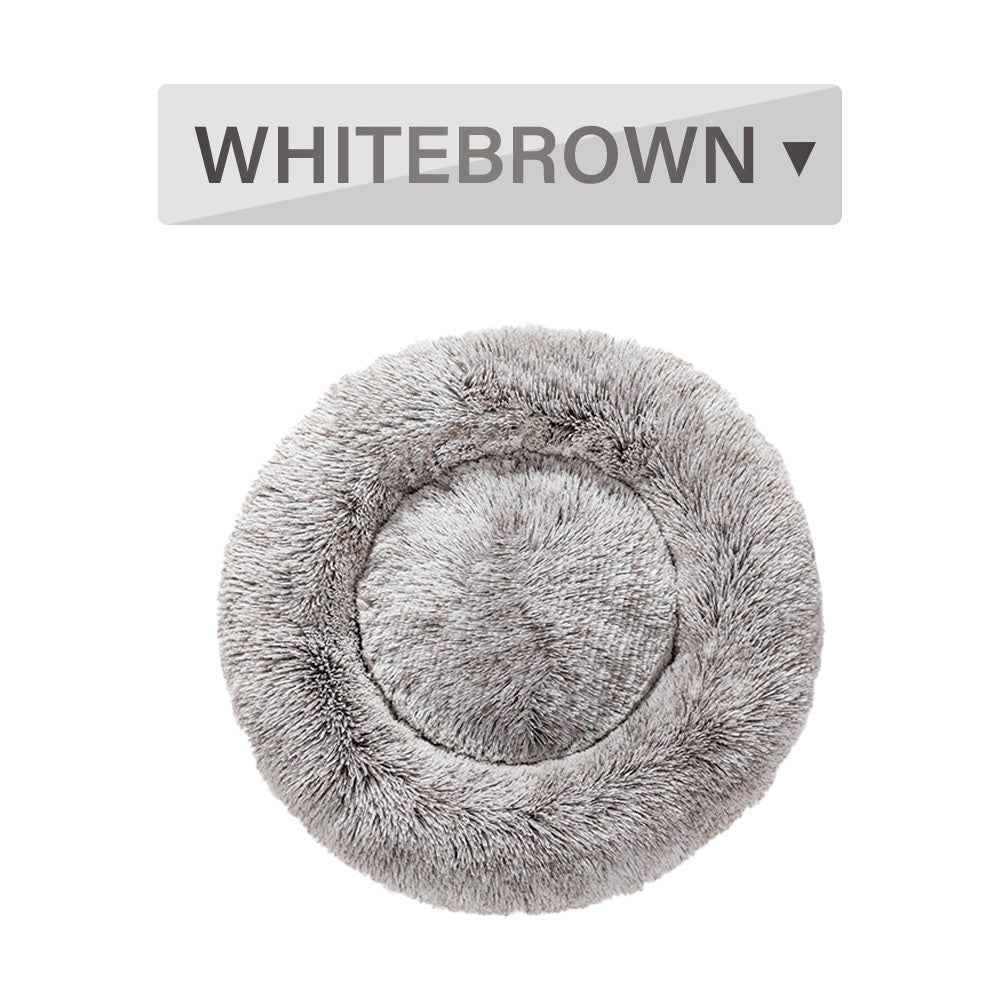 Fluffy Donut Dog and Cat Bed Warm Soft Long Plush Pet Cushion Washable Pet Sofa Mat