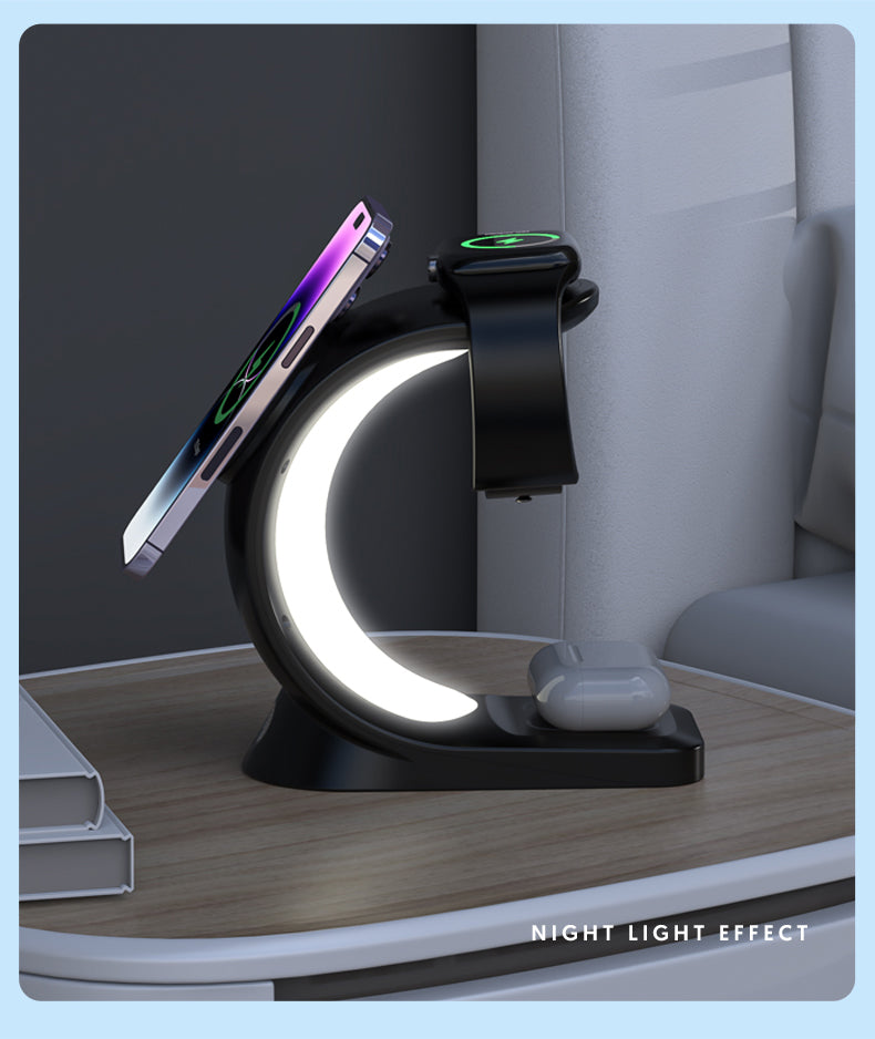 4 In 1 Magnetic Wireless Charger Fast Charging For Smart Phone Atmosphere Light Charging Station
