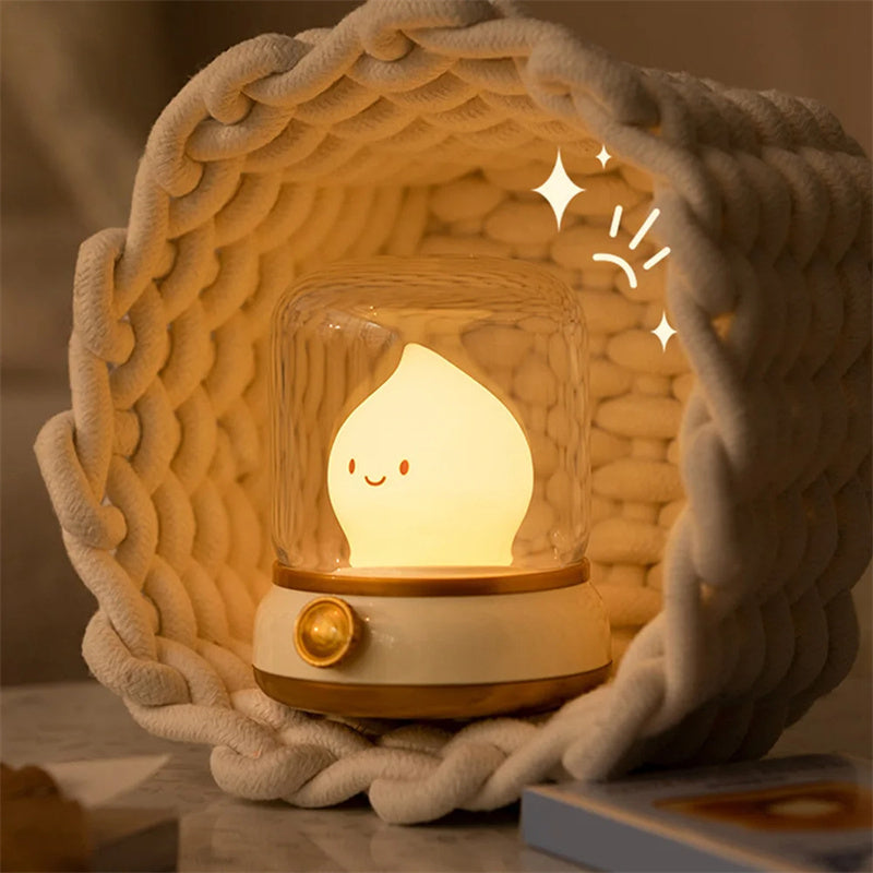Retro Small Night Lamp for Kid Bedroom Mini Desktop LED Cute Night Lamp Creative USB Rechargeable Portable Cartoon Table Lamp