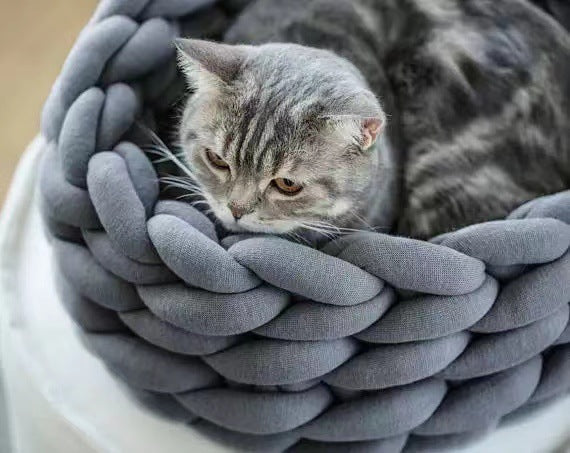 Cat House Cushion Soft Long Plush Warm Pet Mat Cute Kennel Cat Sleeping Basket Bed Round Fluffy Comfortable Touch