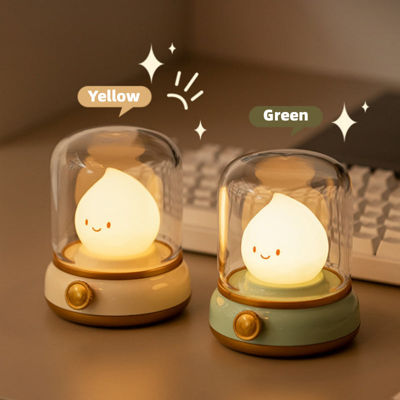 Retro Small Night Lamp for Kid Bedroom Mini Desktop LED Cute Night Lamp Creative USB Rechargeable Portable Cartoon Table Lamp
