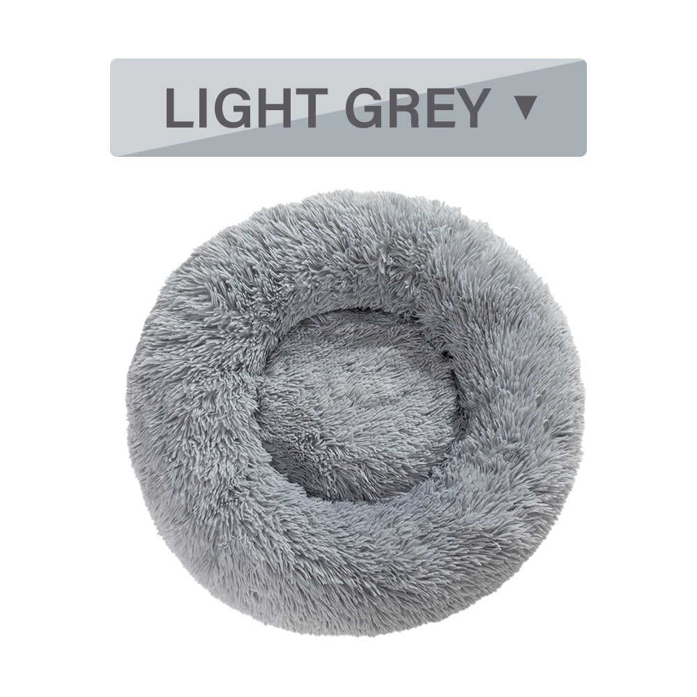 Fluffy Donut Dog and Cat Bed Warm Soft Long Plush Pet Cushion Washable Pet Sofa Mat