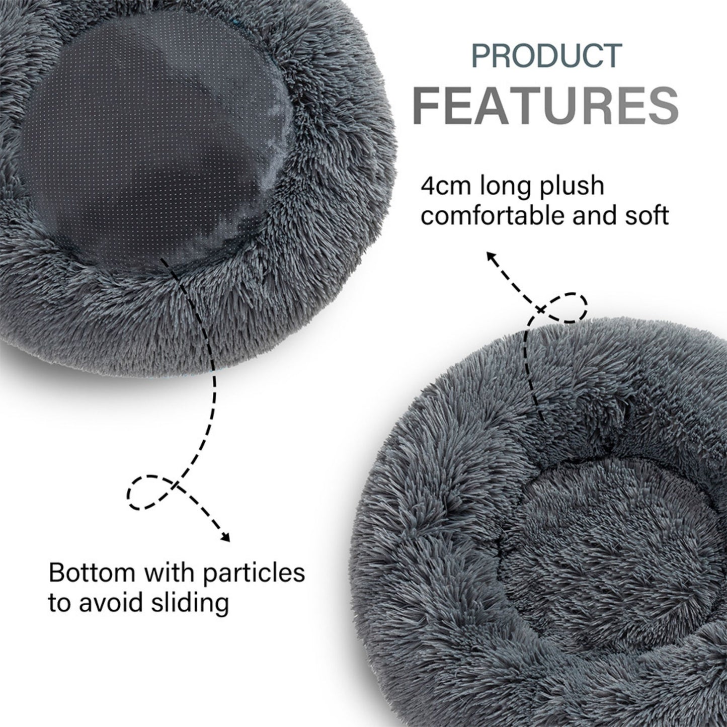 Fluffy Donut Dog and Cat Bed Warm Soft Long Plush Pet Cushion Washable Pet Sofa Mat