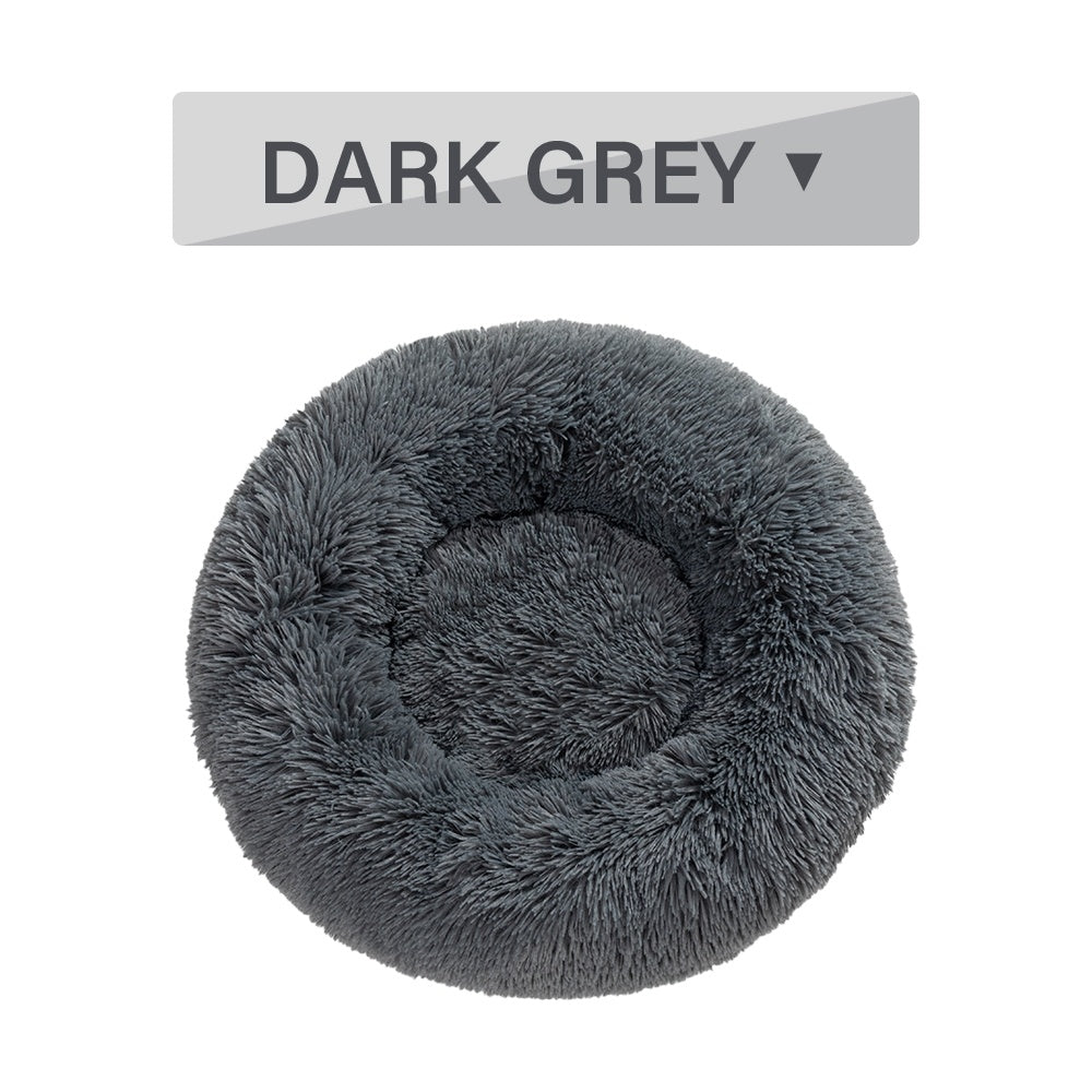 Fluffy Donut Dog and Cat Bed Warm Soft Long Plush Pet Cushion Washable Pet Sofa Mat