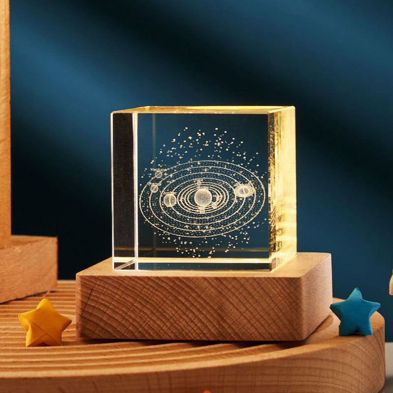 3D Transparent Crystal Cube Desktop Decoration Small Night Lamp Bedroom For Kids Party Children Birthday Gifts