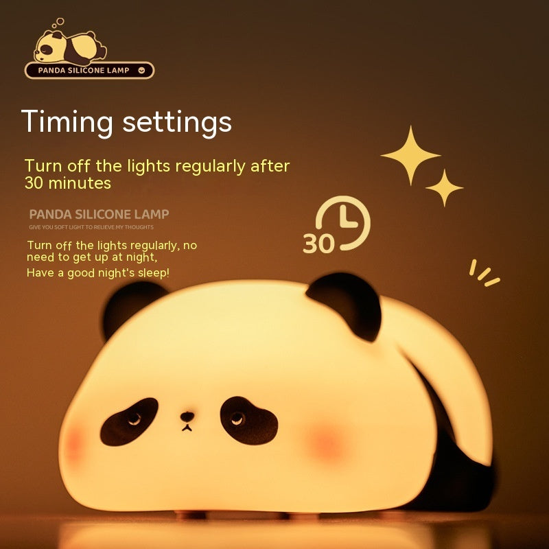 3 Style Panda Night Lights For Kids Cute Animal Silicone Timing Rechargeable Lamp Cartoon Panda Bedroom Decoration