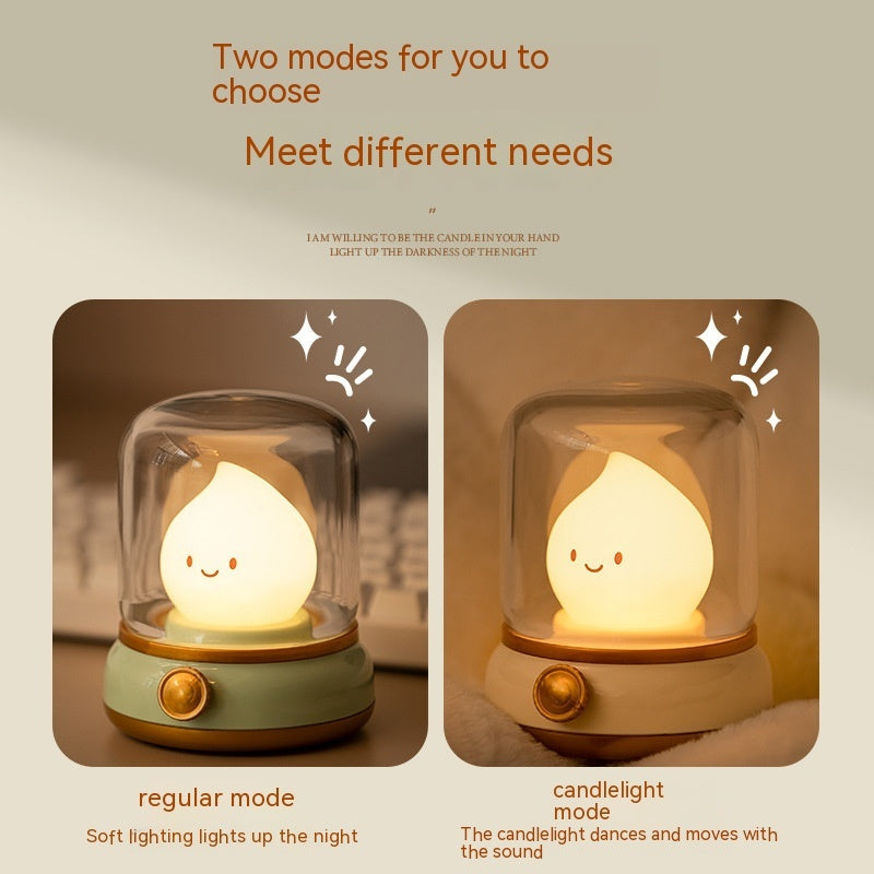 Retro Small Night Lamp for Kid Bedroom Mini Desktop LED Cute Night Lamp Creative USB Rechargeable Portable Cartoon Table Lamp