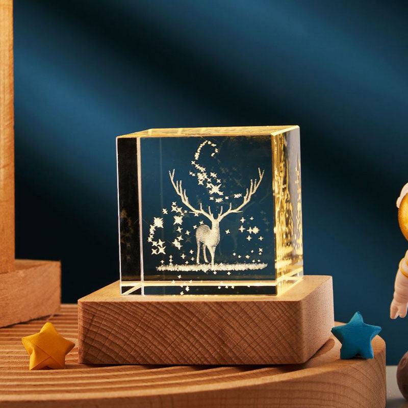 3D Transparent Crystal Cube Desktop Decoration Small Night Lamp Bedroom For Kids Party Children Birthday Gifts