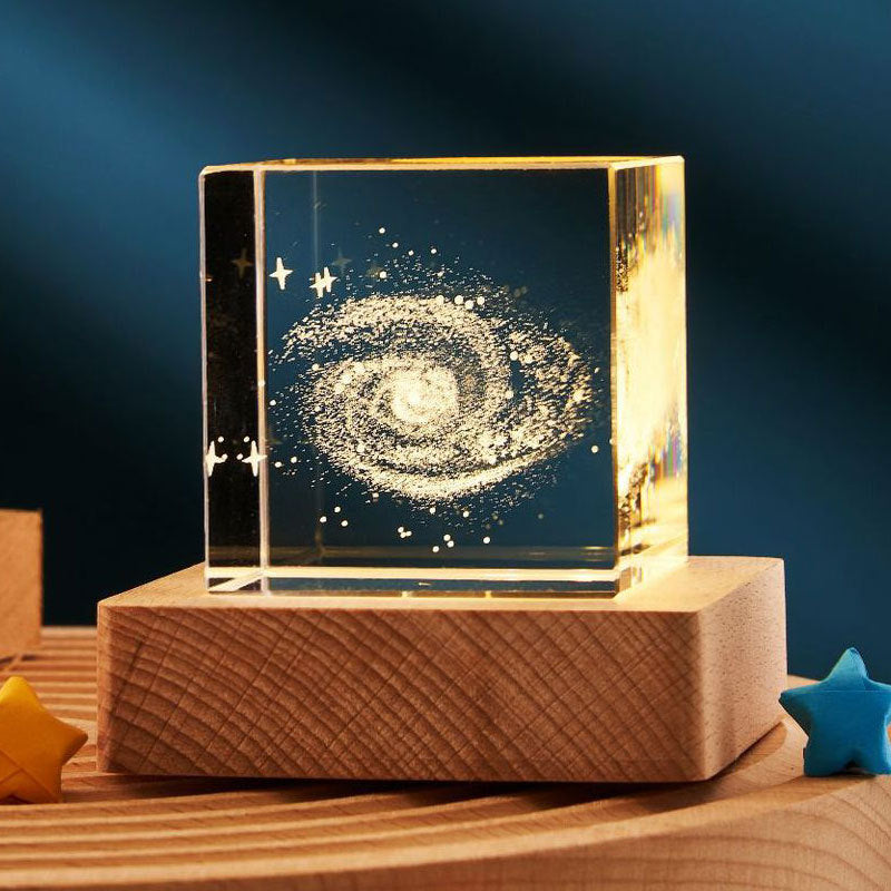 3D Transparent Crystal Cube Desktop Decoration Small Night Lamp Bedroom For Kids Party Children Birthday Gifts
