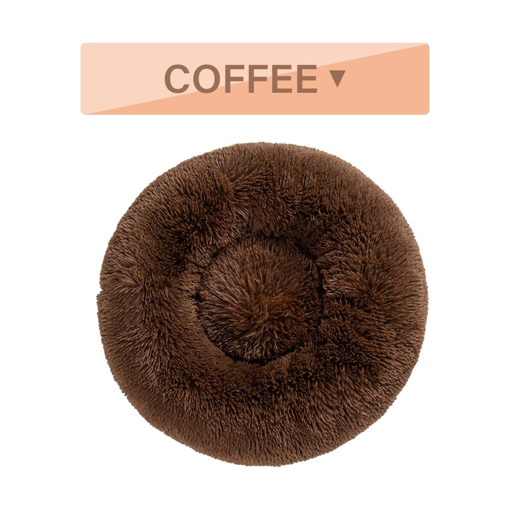 Fluffy Donut Dog and Cat Bed Warm Soft Long Plush Pet Cushion Washable Pet Sofa Mat