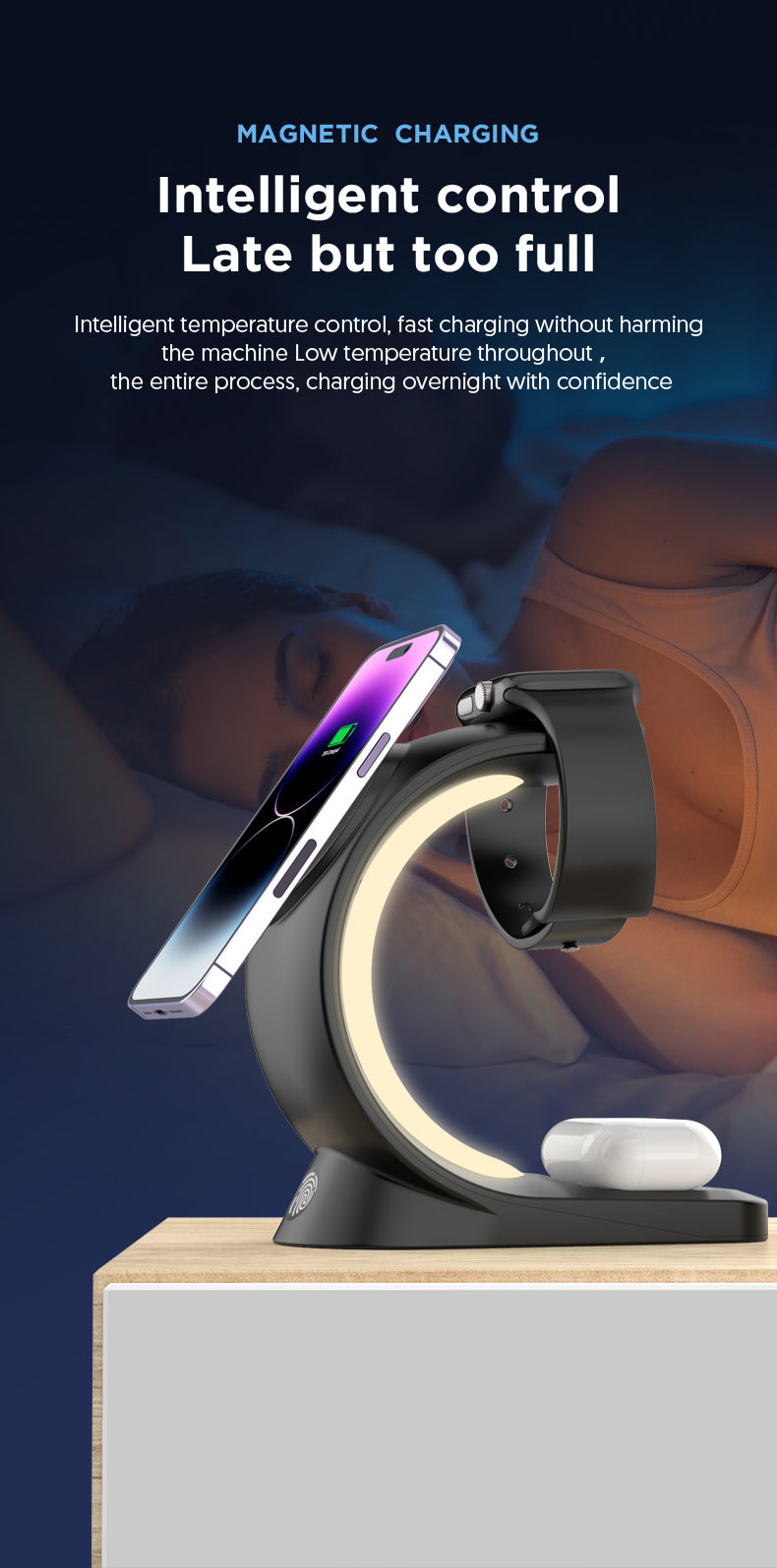 4 In 1 Magnetic Wireless Charger Fast Charging For Smart Phone Atmosphere Light Charging Station