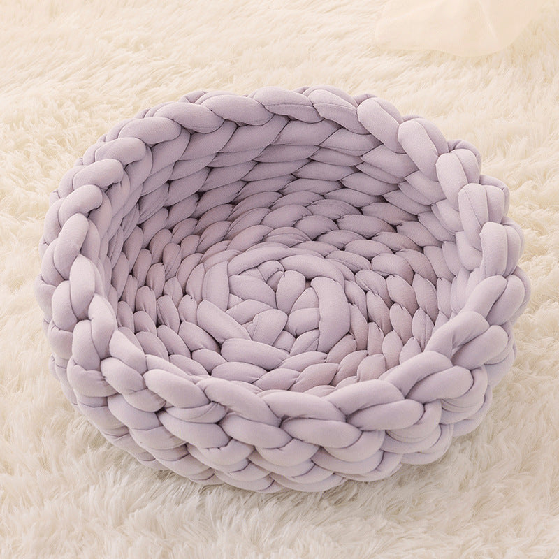 Cat House Cushion Soft Long Plush Warm Pet Mat Cute Kennel Cat Sleeping Basket Bed Round Fluffy Comfortable Touch