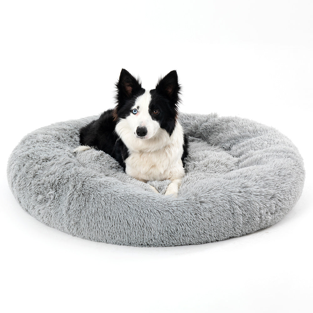 Fluffy Donut Dog and Cat Bed Warm Soft Long Plush Pet Cushion Washable Pet Sofa Mat
