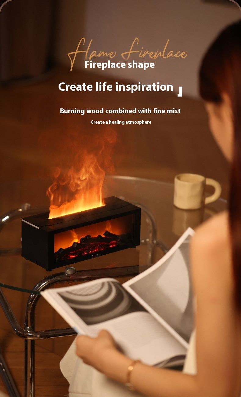 Flame Aromatherapy Machine Colorful Essential Oil Diffuser Home Large Fog Volume Flame Humidifier 3D Flame Fireplace Machine