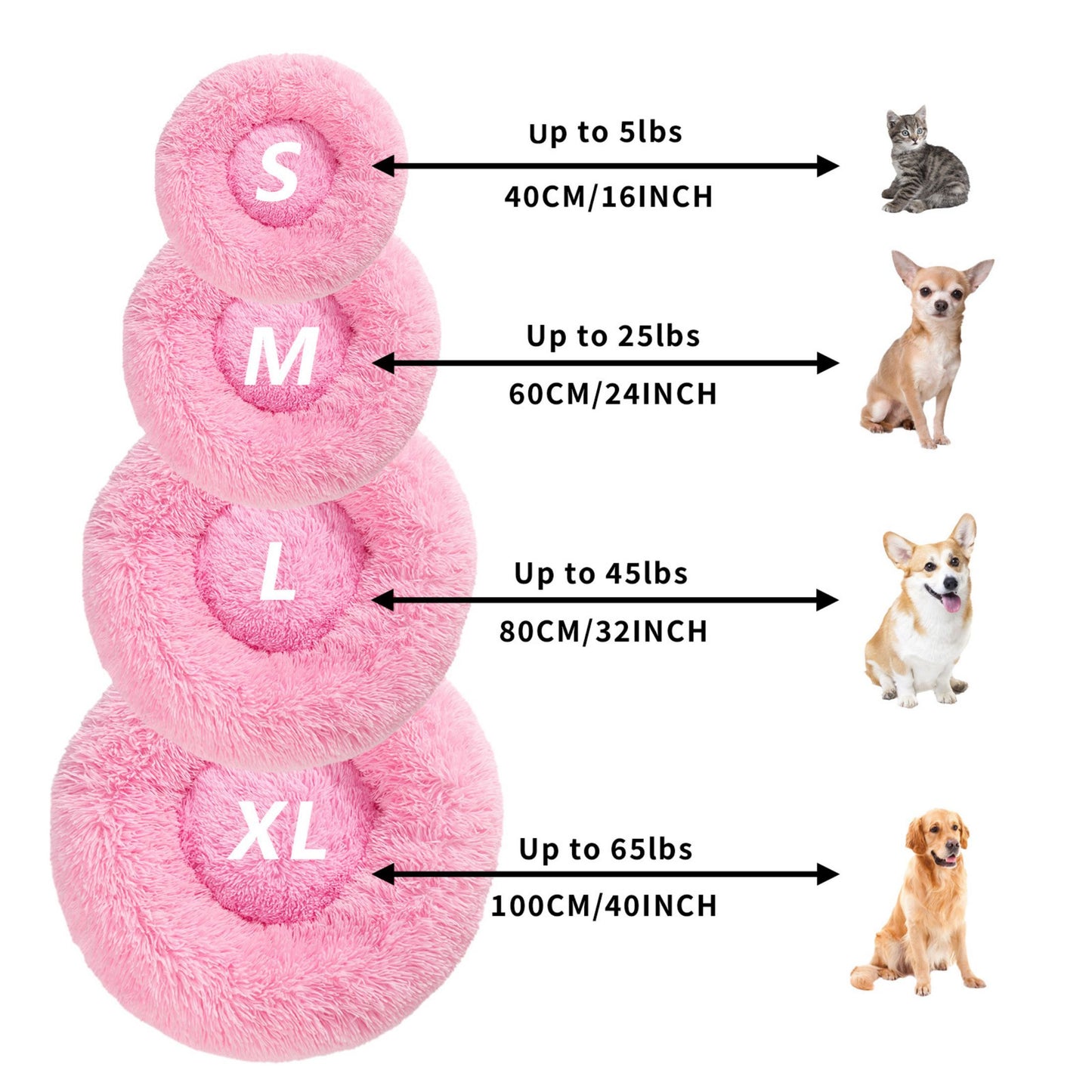 Fluffy Donut Dog and Cat Bed Warm Soft Long Plush Pet Cushion Washable Pet Sofa Mat