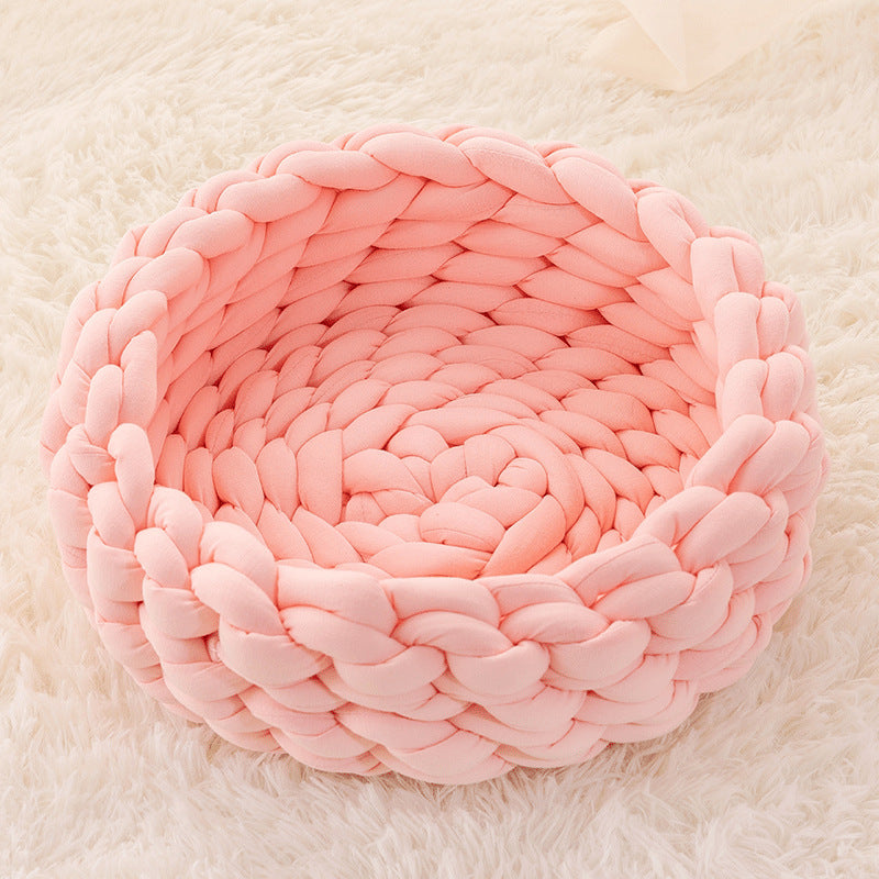 Cat House Cushion Soft Long Plush Warm Pet Mat Cute Kennel Cat Sleeping Basket Bed Round Fluffy Comfortable Touch
