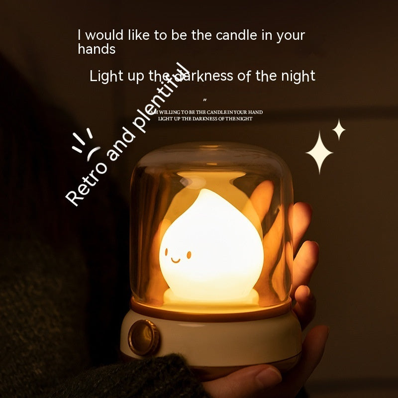 Retro Small Night Lamp for Kid Bedroom Mini Desktop LED Cute Night Lamp Creative USB Rechargeable Portable Cartoon Table Lamp