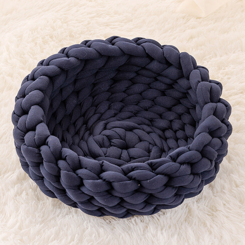 Cat House Cushion Soft Long Plush Warm Pet Mat Cute Kennel Cat Sleeping Basket Bed Round Fluffy Comfortable Touch