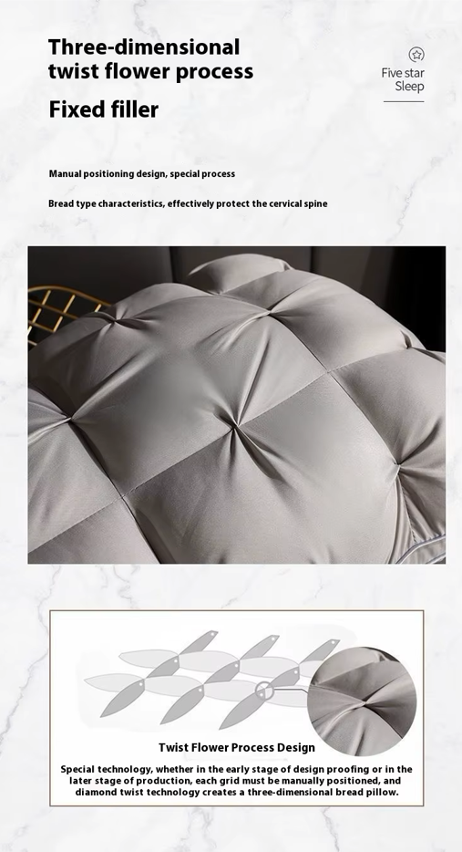 Luxury Goose Down Bread Grid Type Pillows