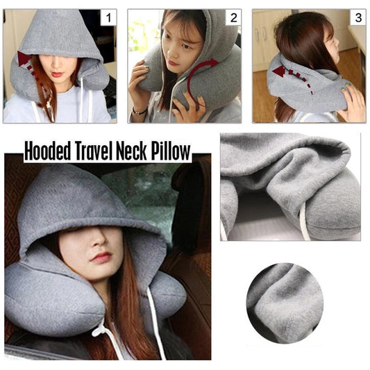 Travel Hooded U-Shaped Pillow