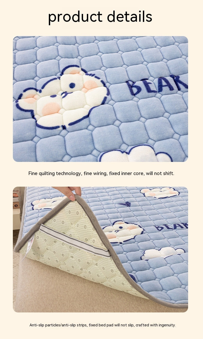 Thick Milk Fiber Mattress Quilted Bed Protection Cushion Anti-static Fleece-lined Mattress Cushion