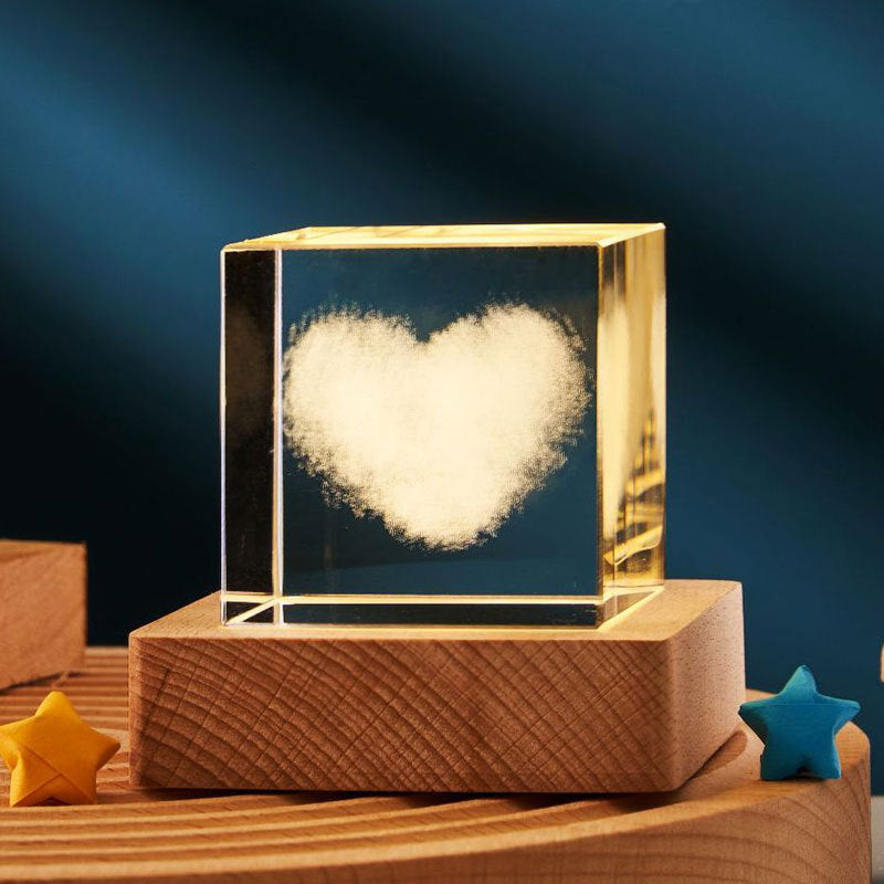 3D Transparent Crystal Cube Desktop Decoration Small Night Lamp Bedroom For Kids Party Children Birthday Gifts