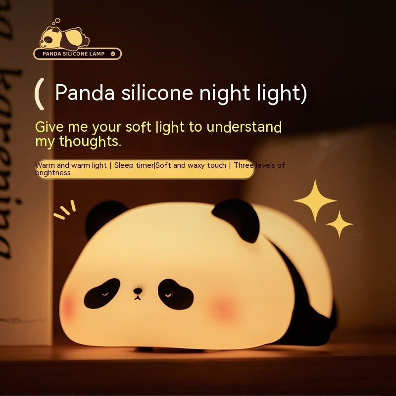 3 Style Panda Night Lights For Kids Cute Animal Silicone Timing Rechargeable Lamp Cartoon Panda Bedroom Decoration