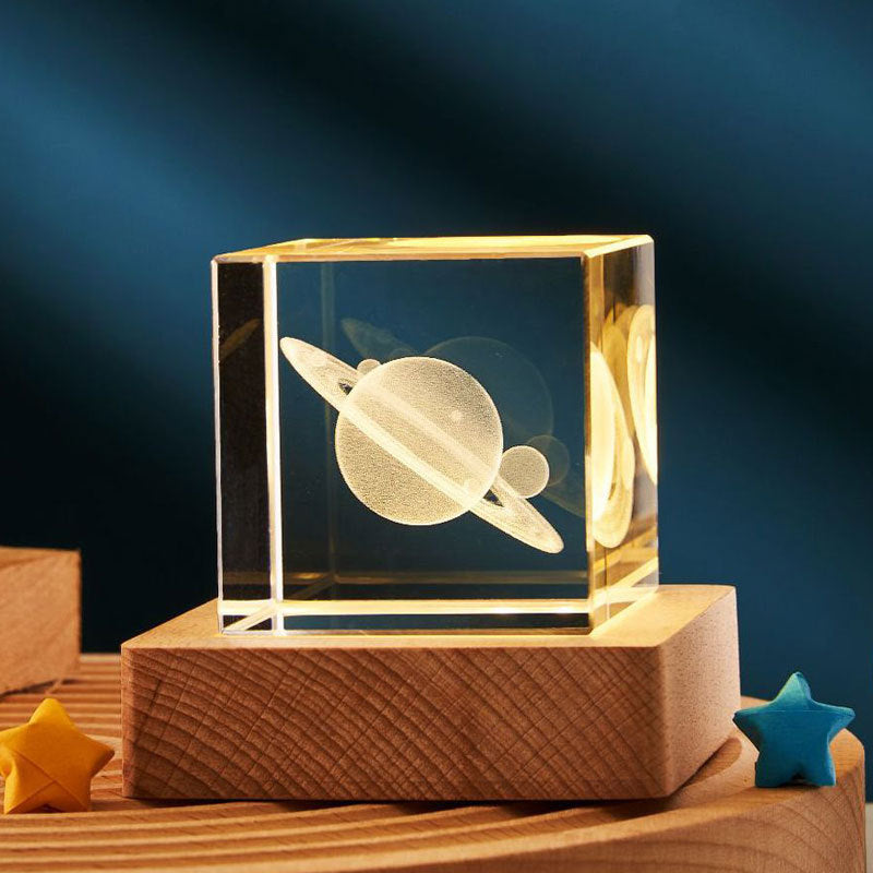 3D Transparent Crystal Cube Desktop Decoration Small Night Lamp Bedroom For Kids Party Children Birthday Gifts