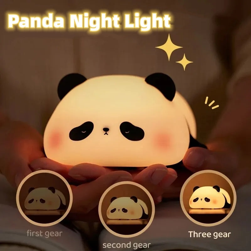 3 Style Panda Night Lights For Kids Cute Animal Silicone Timing Rechargeable Lamp Cartoon Panda Bedroom Decoration