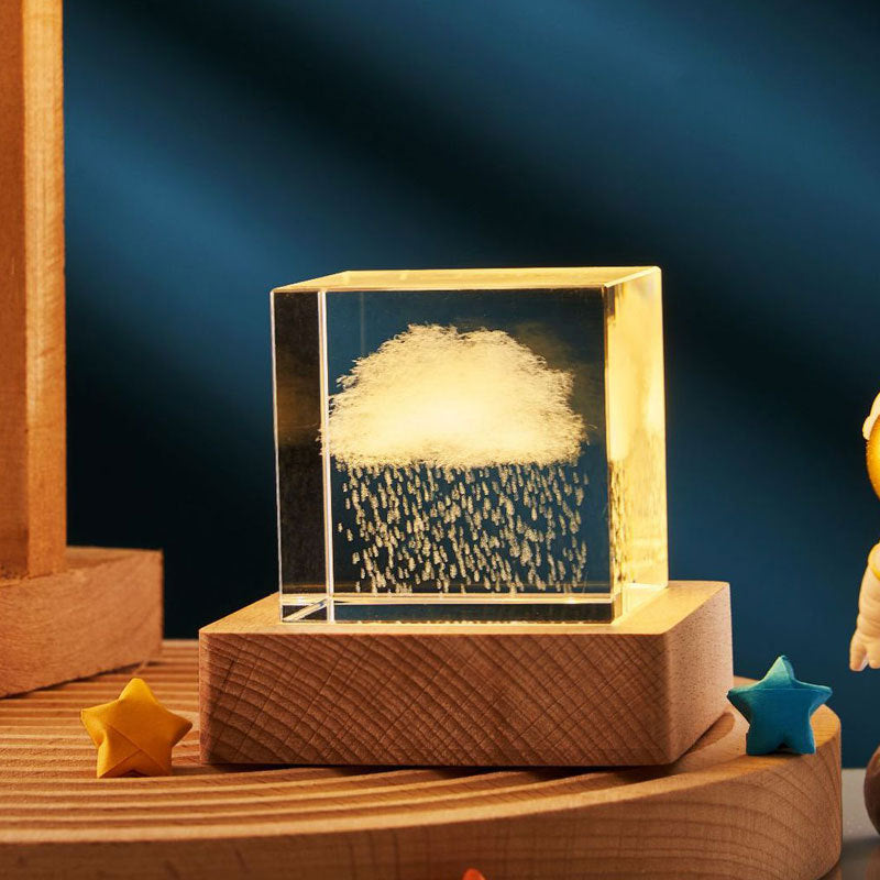 3D Transparent Crystal Cube Desktop Decoration Small Night Lamp Bedroom For Kids Party Children Birthday Gifts