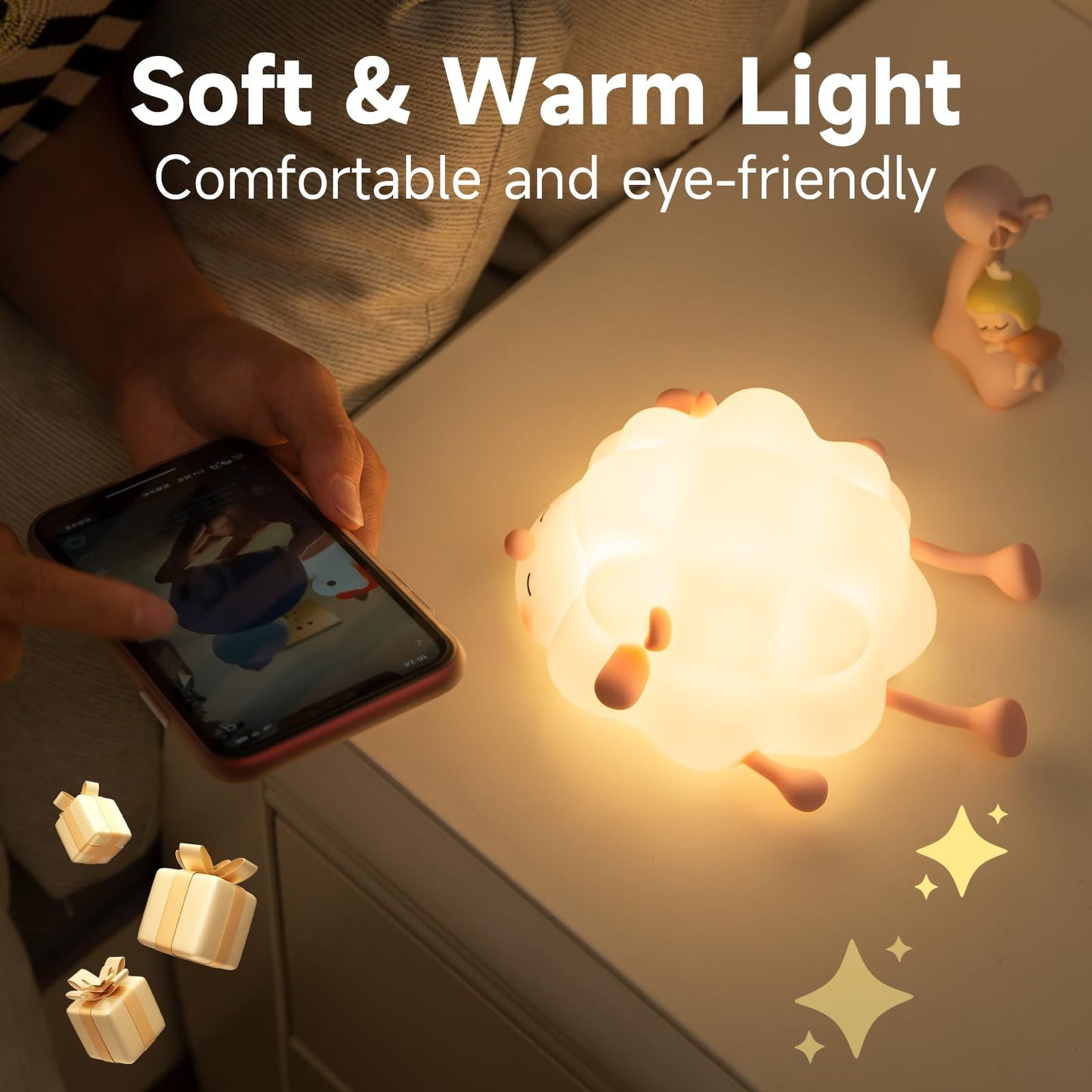 Cute Silicone Night Lights Sheep Bedroom Lamp For Children's Room Rechargeable